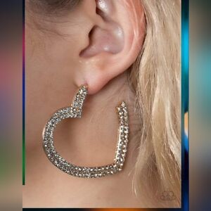 Paparazzi Gold Heart Shaped Hoop Earrings